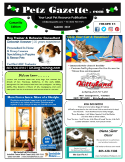Camarillo Edition Did you know . . . . . . , Your Local Pet Resource
