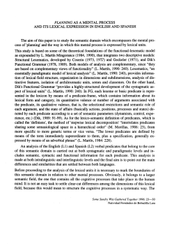 Planning as a mental process and its lexical expression