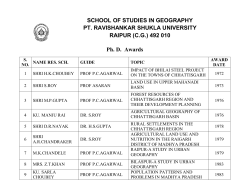 SCHOOL OF STUDIES IN GEOGRAPHY PT. RAVISHANKAR
