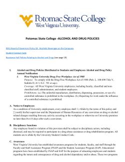 Potomac State College -ALCOHOL AND DRUG POLICIES
