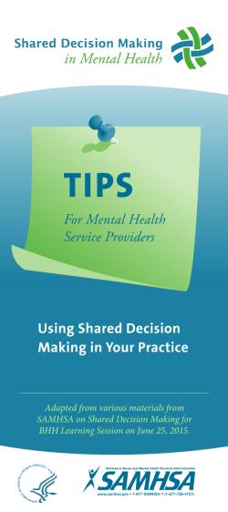 Tips for Mental Health Service Providers – Using Shared Decision