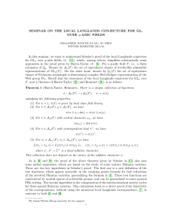 SEMINAR ON THE LOCAL LANGLANDS CONJECTURE FOR GLn