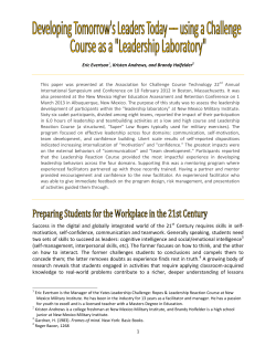 Developing Tomorrow`s Leaders Today &ndash; Using a Challenge