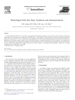 Metal-doped ZnO thin films: Synthesis and characterizations