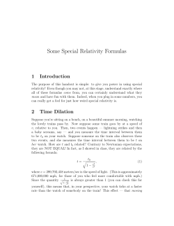Special Relativity Formulas