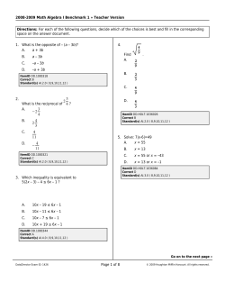 2008-2009 Math Algebra I Benchmark 1 - Alliance Ouchi