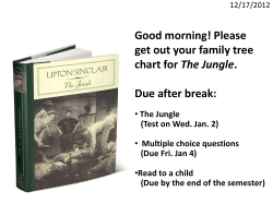 Good morning! Please get out your family tree chart for The Jungle