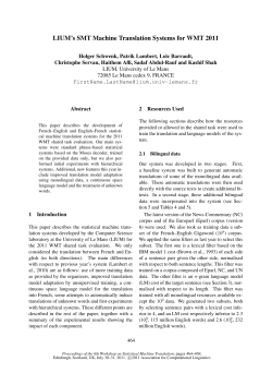 LIUM`s SMT Machine Translation Systems for WMT 2011