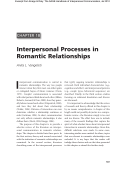 Interpersonal Processes in Romantic Relationships