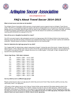 FAQ`s About Travel Soccer 2014-2015