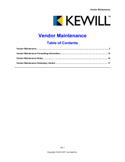 KC Vendor Maintenance