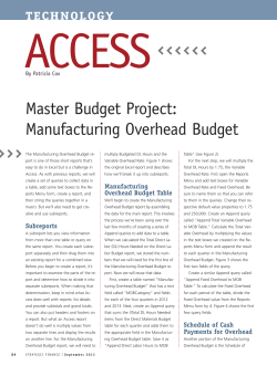 Master Budget Project: Manufacturing Overhead