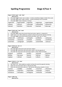 Spelling Programme Yr 4 Stage 4