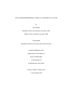 The Anthropomorphized Animal In Children`s Culture