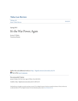 It`s the War Power, Again