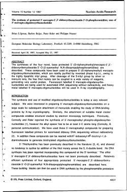The synthesis of protected 5&prime;-mercapto