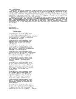 Dear (I hope) Reader, A note from the poet: I`m probably best known