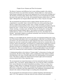 1 Chapter Seven: Humans and Their Environment The theme
