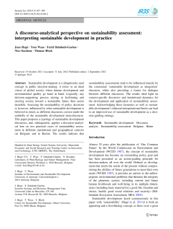 A discourse-analytical perspective on sustainability assessment