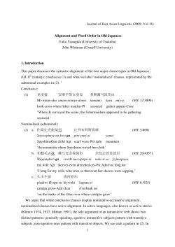 Alignment and Word Order in Old Japanese Yuko Yanagida
