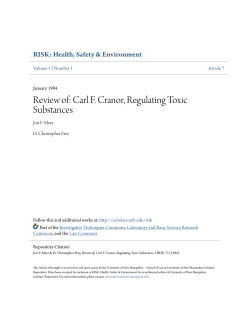 Review of: Carl F. Cranor, Regulating Toxic Substances