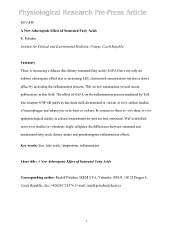 REVIEW A New Atherogenic Effect of Saturated Fatty Acids R