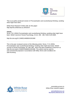 Procrastination and counterfactual thinking: avoiding what might