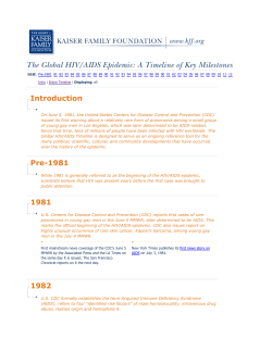 The AIDS Epidemic: A Timeline of Selected Milestones