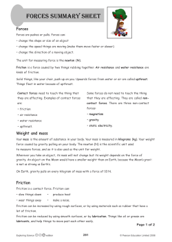 Forces Summary Sheet