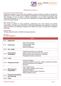 How will this course benefit you? Presenting yourself and your ideas
