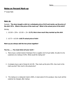 Notes on Percent Mark-up