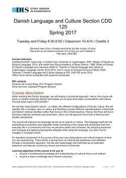 Danish Language and Culture Section CDD 125 Spring 2017