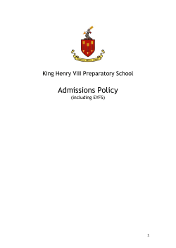 Admissions Policy - King Henry VIII School