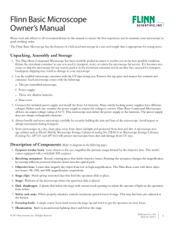 Flinn Basic Microscope Owner`s Manual