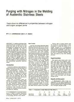 Purging with Nitrogen in the Welding of Austenitic Stainless Steels