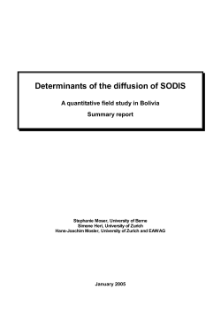 Determinants of the diffusion of SODIS: A quantitative field study in