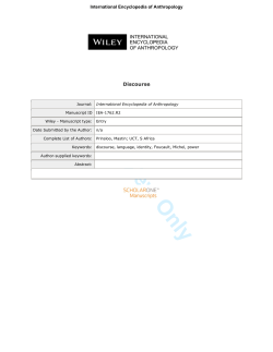 Discourse. International Encyclopaedia of Anthropology.