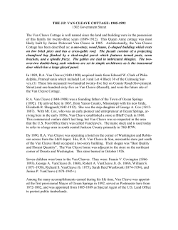 THE JP VAN CLEAVE COTTAGE: 1905-1992