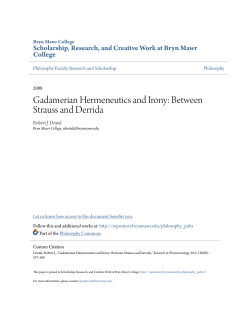 Gadamerian Hermeneutics and Irony