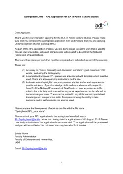 1 Springboard 2015 &ndash; RPL Application for MA in Public
