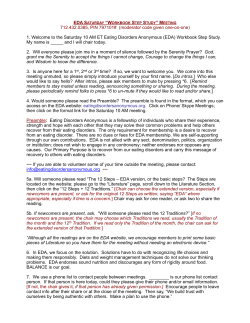EDA Saturay Phone Meeting Format