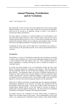 Annual Planning, Periodisation and its Variations