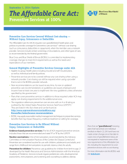 The Affordable Care Act: Preventive Services at 100%
