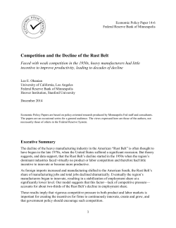 Competition and the Decline of the Rust Belt