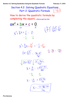Section 4.2: Solving Quadratics Using the