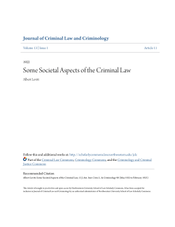 Some Societal Aspects of the Criminal Law