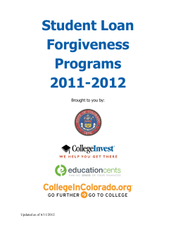 Student Loan Forgiveness Programs 2011-2012