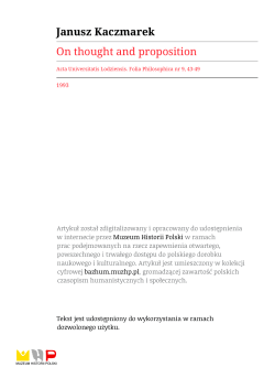 Janusz Kaczmarek On thought and proposition