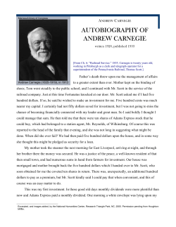 Andrew Carnegie, The Autobiography of Andrew Carnegie