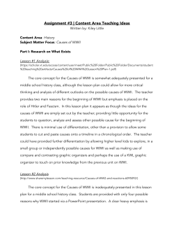 Causes of WWII Analysis of Teaching Ideas